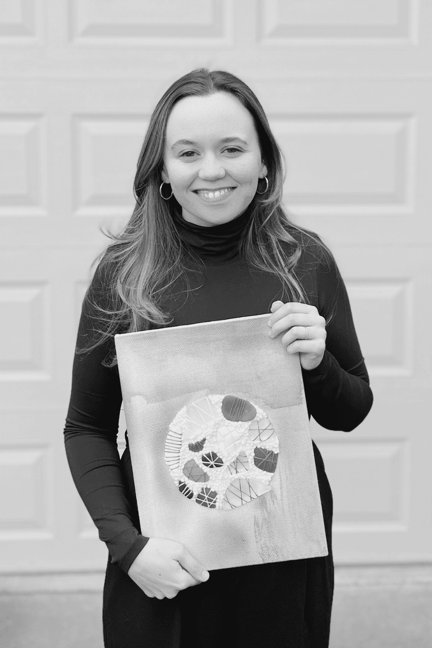 Artist working on embroidery